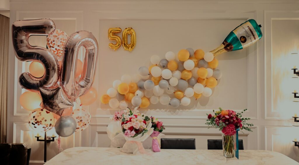 Romantic anniversary celebration balloon decoration design by Event Circuit in Dehradun